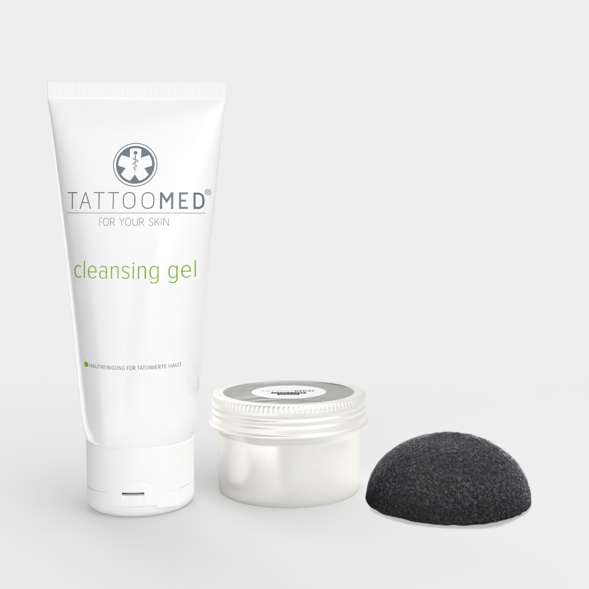 TattooMed Shower Bundle enthält TattooMed Cleansing Gel und TattooMed Clean & Care Sponge