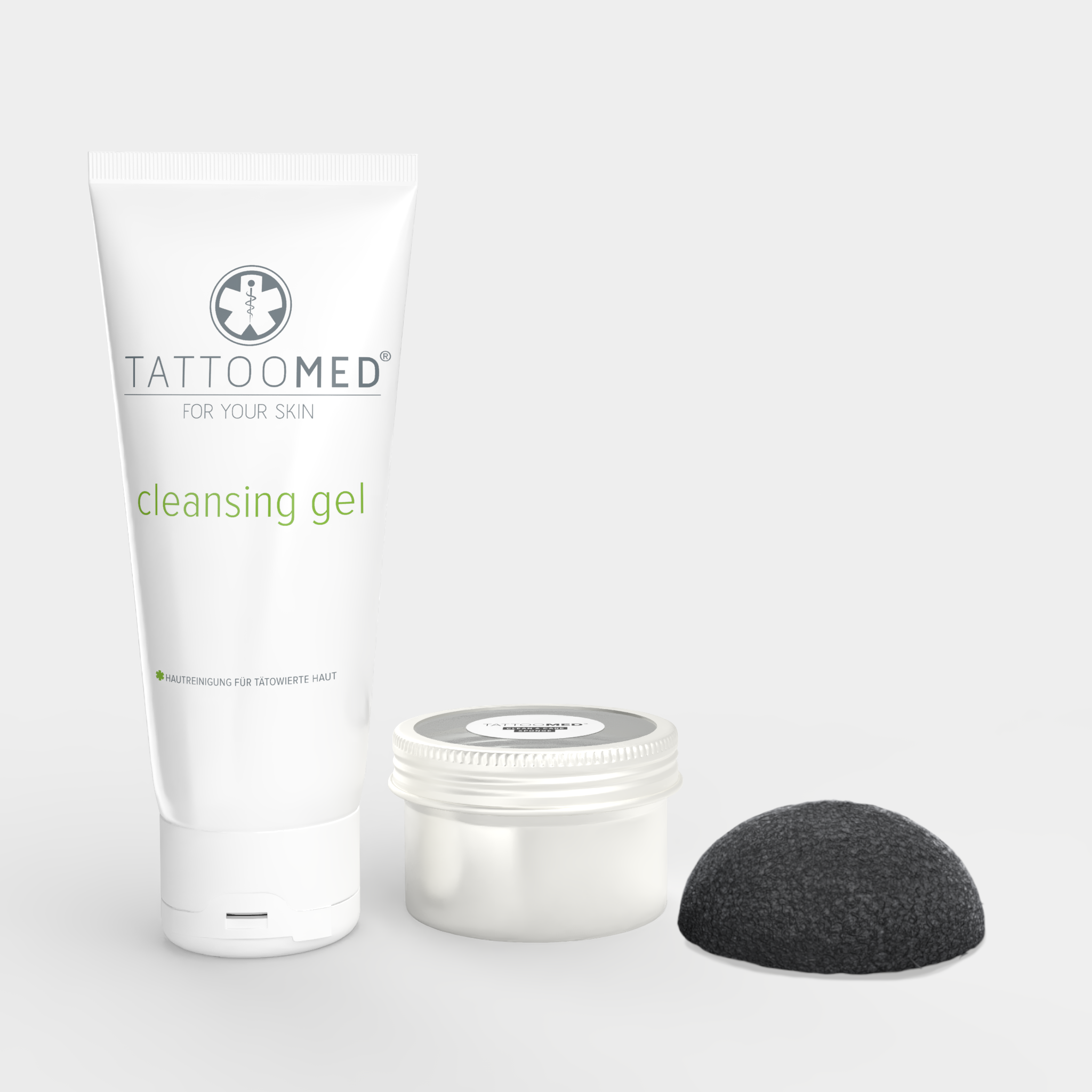 TattooMed Shower Bundle enthält TattooMed Cleansing Gel und TattooMed Clean & Care Sponge