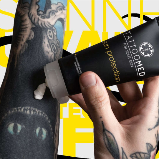 TattooMed® Sun Protection LSF30 - Produktbild mit tätowierten Armen