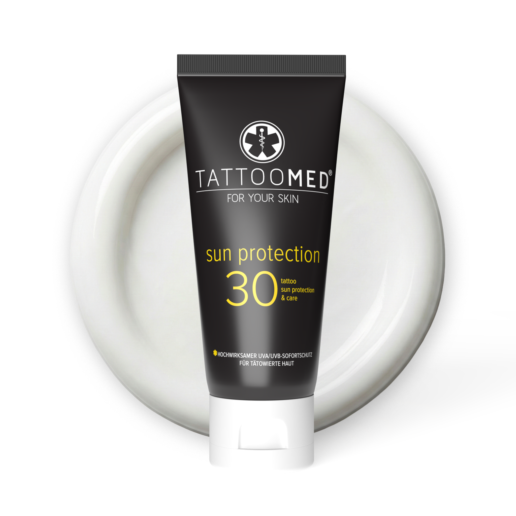 TattooMed Sun Protection LSF30 mit Textur im Hintergrund