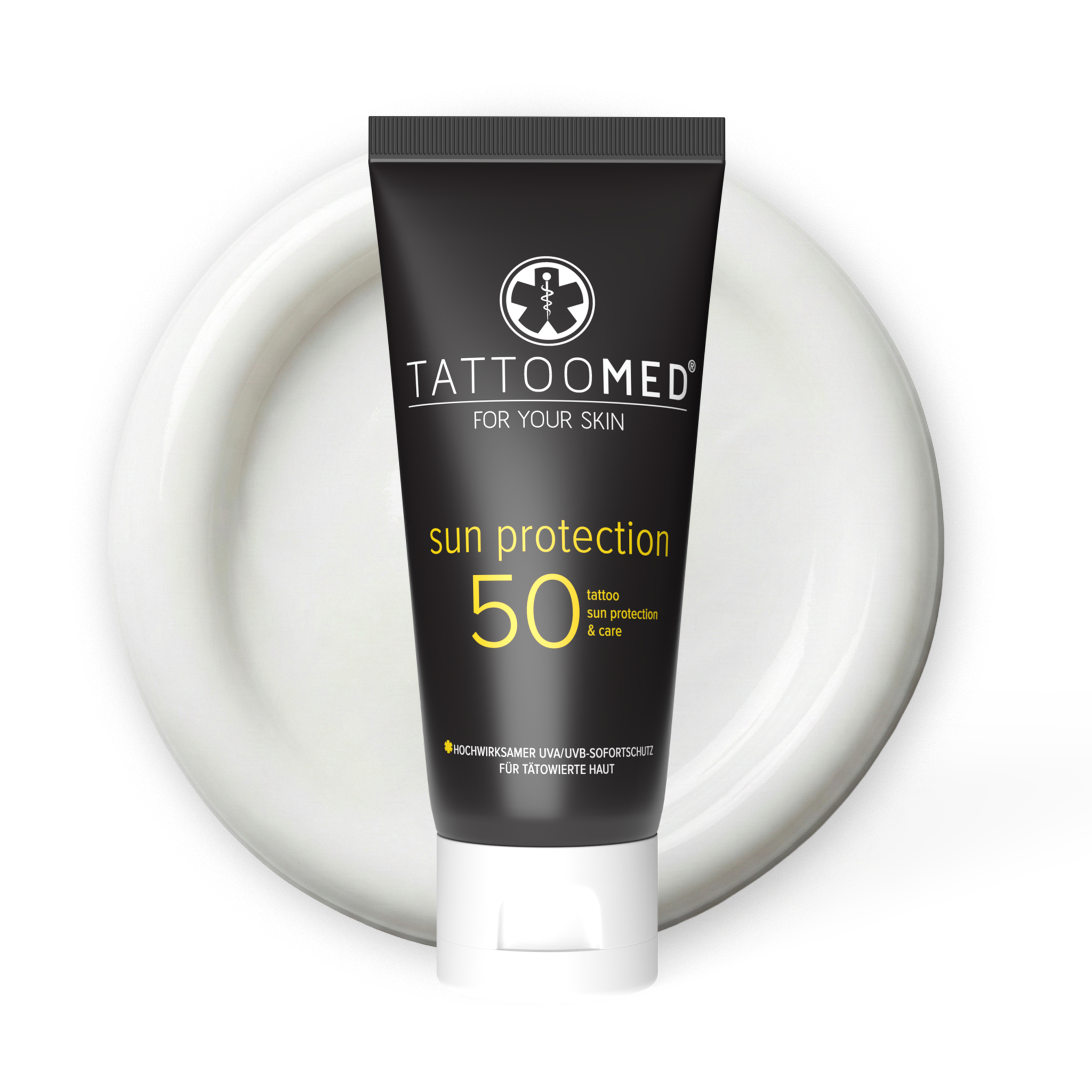 TattooMed Sun Protection LSF50 mit Textur im Hintergrund