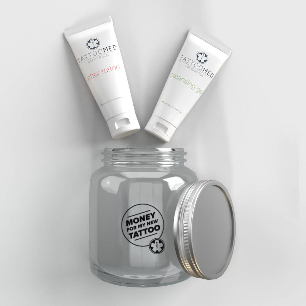 TattooMed® Tattoo Spardose Big + Gutschein + Complete Care Bundle